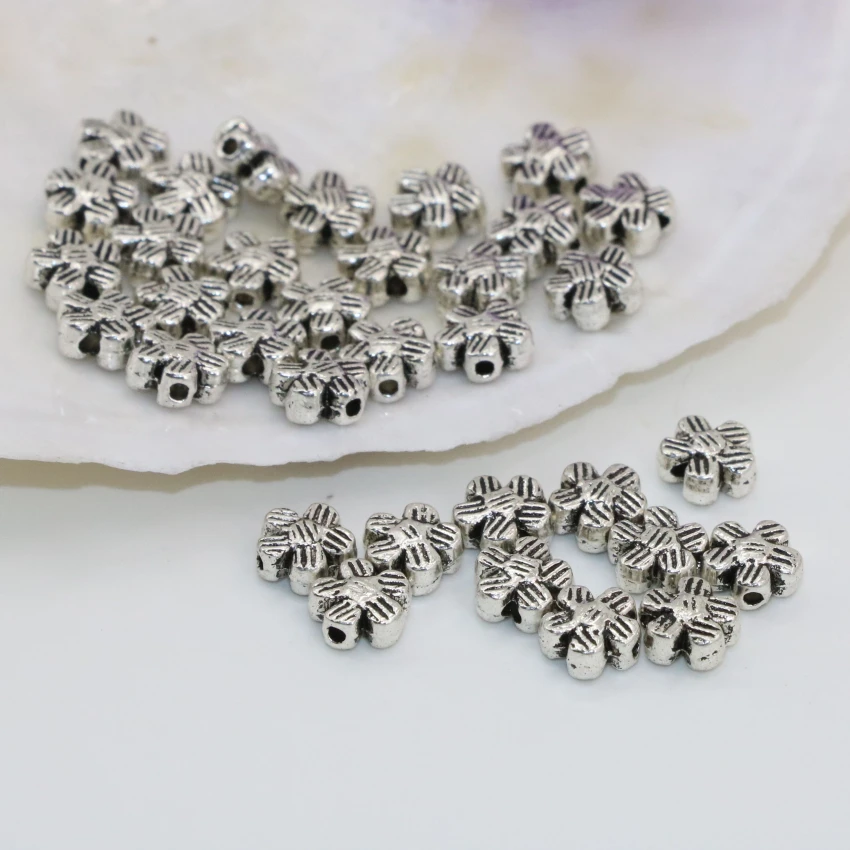 Tibet silver-farve afstandsstykker tilbehør perler 100pcs 6mm engrospris blomster form antikke høj kvalitet diy smykker B2542