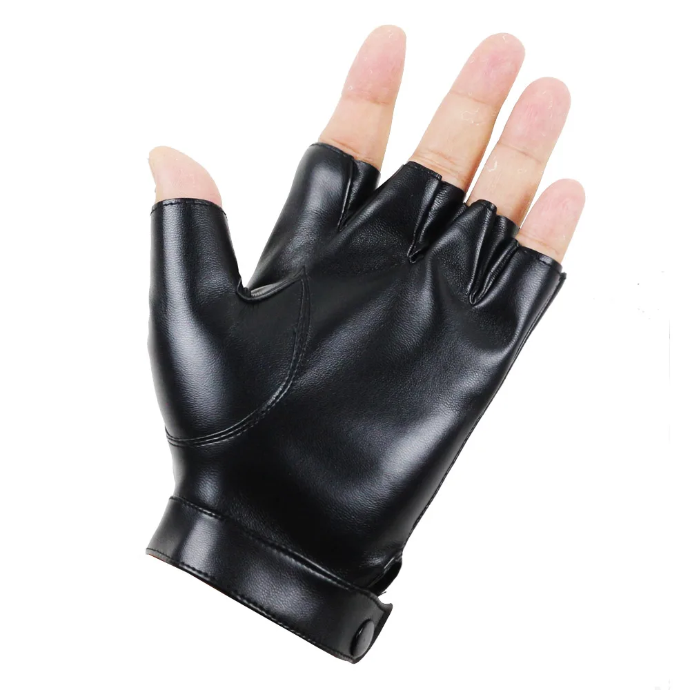 DesolDelos den Seneste Høj-Kvalitet Semi-Finger PU Læder Handsker til Mænd Tynd Sektion Kørsel Fingerløse Dancing Handsker R017