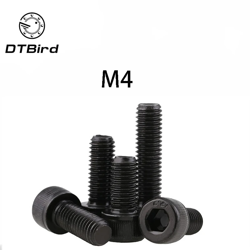 DIN912 Metrisk Gevind Sort Klasse 12.9 Legeret Stål Hex Socket Hoved cylinderskrue M4-Bolte*(4/5/6/8/10/12/14/15/16/18/20/22~60)mm DT2
