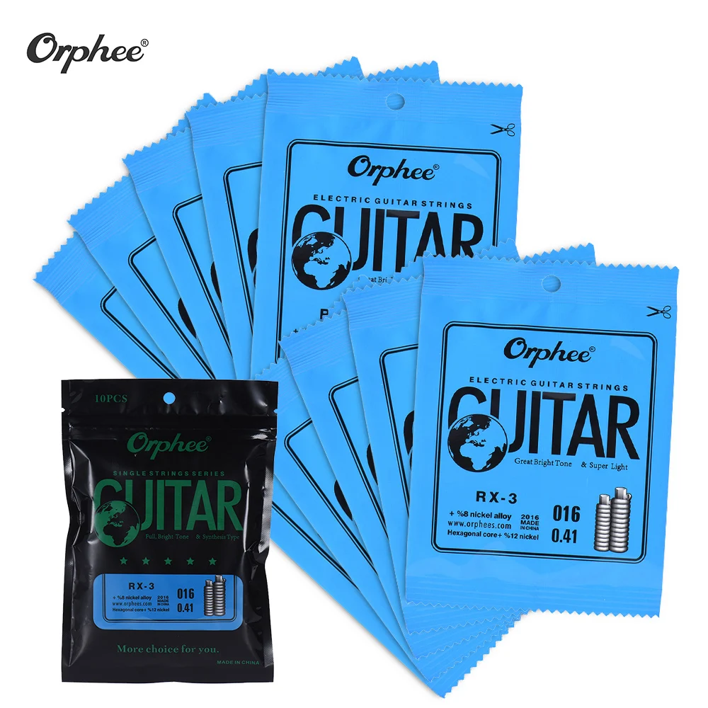 Orphee RX-1 Single String Erstatning for El-Guitar 1st E-Strengen (.009) 10-Pack Nikkel Legering Super Let Spænding