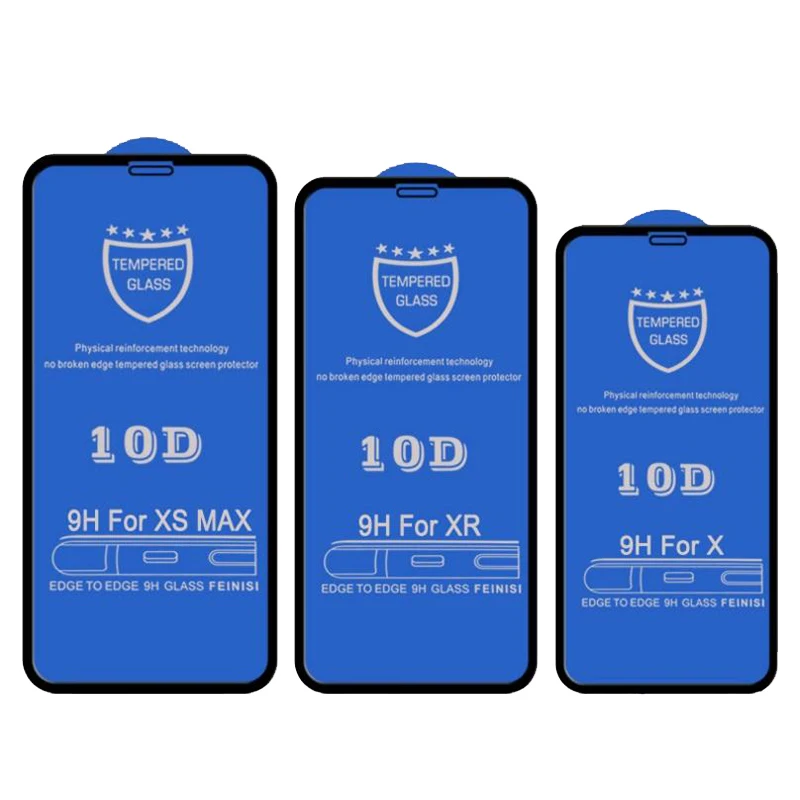 50stk 10D Hærdet Glas Til iPhone 12 Mini-11 Pro Max antal XS-XR-X 8 7 6 6S Plus SE Fuld Dækning Dækker Buet Skærm Protektor Film
