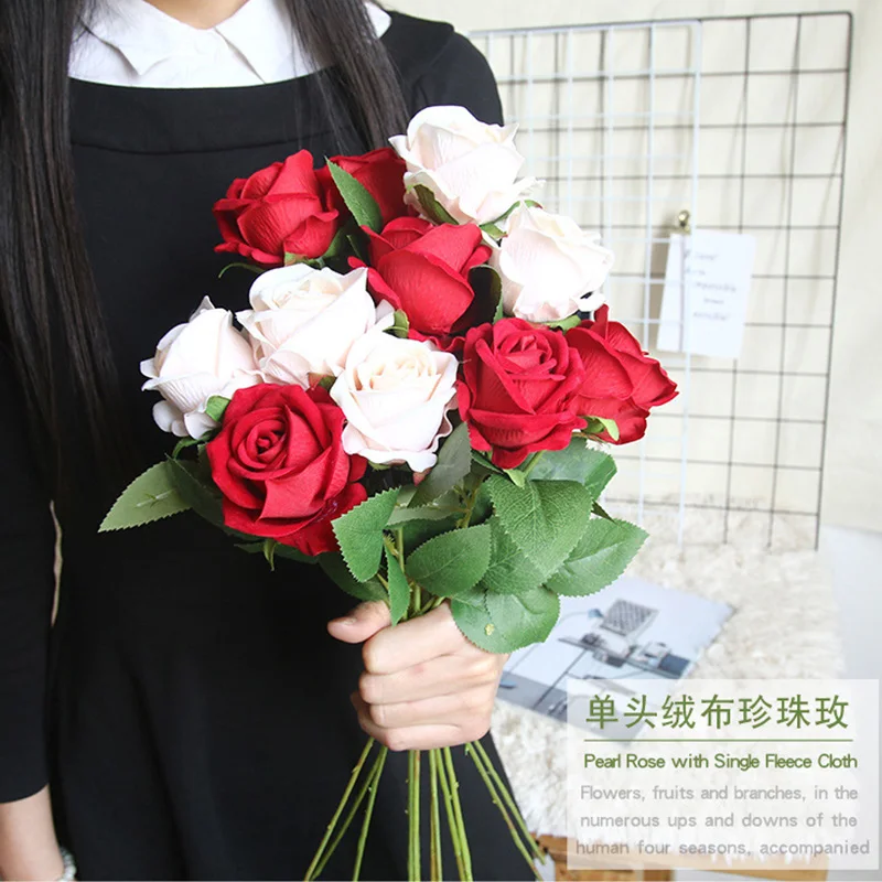 10 buketter af roser, Kunstige blomster til Valentins Dag til stede Bryllup Diy Hjem dekoration accessorie Blomst arrangement Bonsai