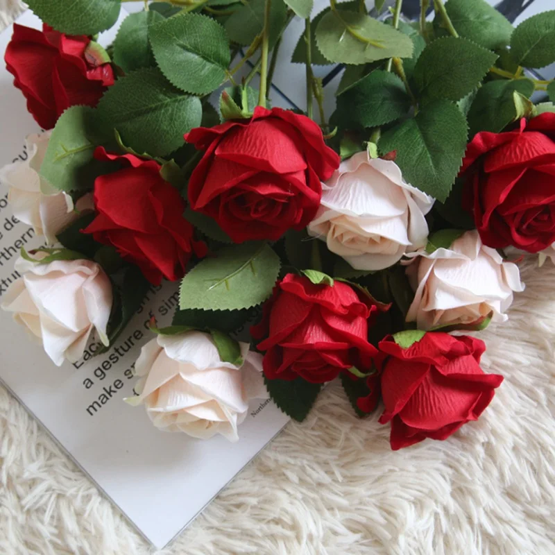 10 buketter af roser, Kunstige blomster til Valentins Dag til stede Bryllup Diy Hjem dekoration accessorie Blomst arrangement Bonsai