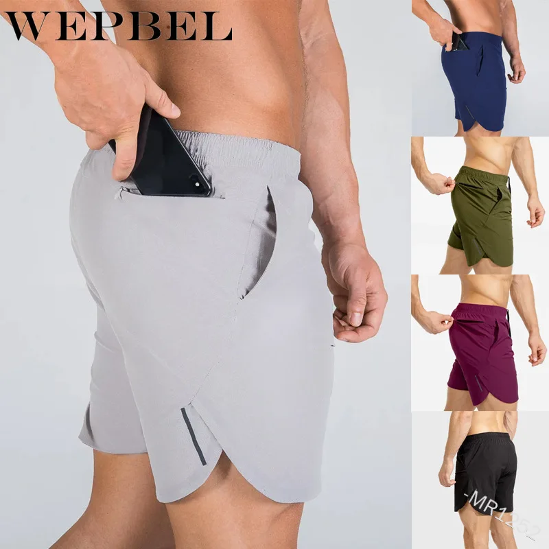 WEPBEL Sommer Shorts Mænd Sports Shorts Fitness Træning Linning Tynde Shorts med Lomme