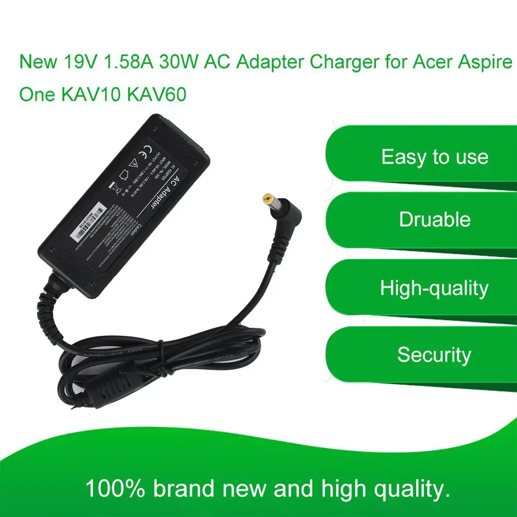 AC Adapter Oplader + Ledningen 19V 1.58 EN 30W til Acer Aspire One KAV10 KAV60 Drop Shipping Engros-Plug i ONLENY