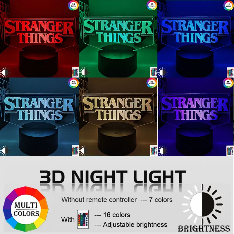Amerikanske Web-Tv-Serie Fremmed Ting Led Nat Lys 7 Farver Skiftende Touch Sensor Soveværelse Nightlight Bordlampe Gave