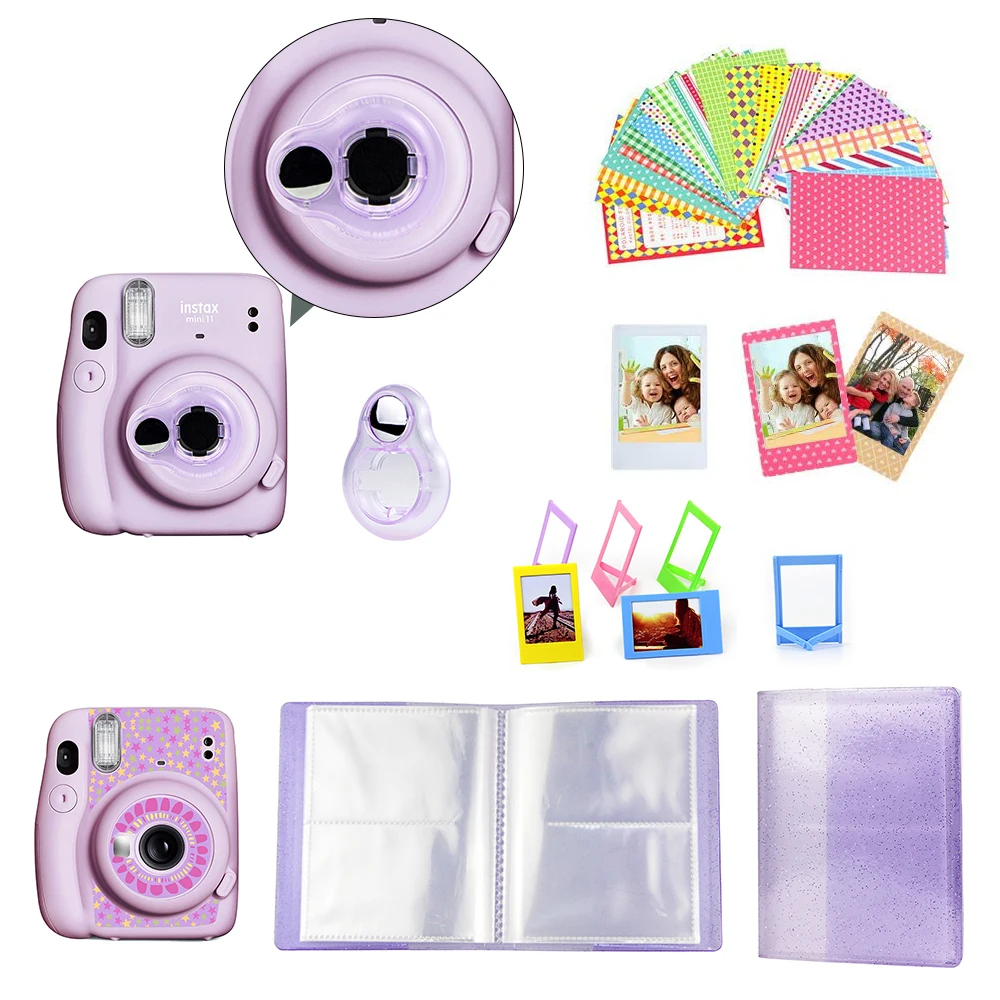 CAIUL Accessorie til Fujifilm Instax Mini-11 Instant Film Kamera bundt i prisen mini kamera sag og mere-Lilla pink clouds