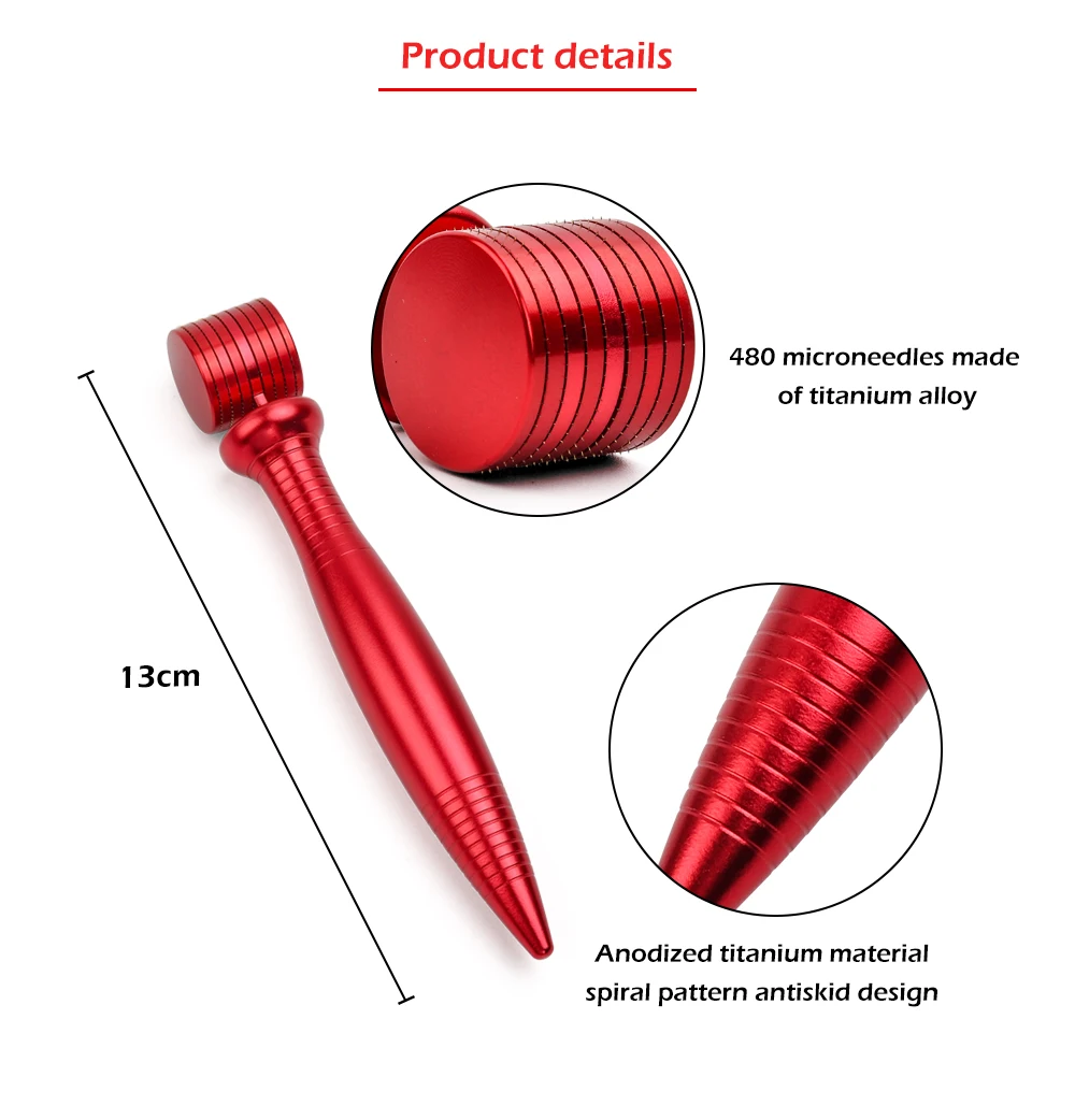 Titanium Derma Microneedle Roller Kosmetiske Needling Instrument til Ansigt 480 Micro Needle Microdermabrasion Roller hudpleje