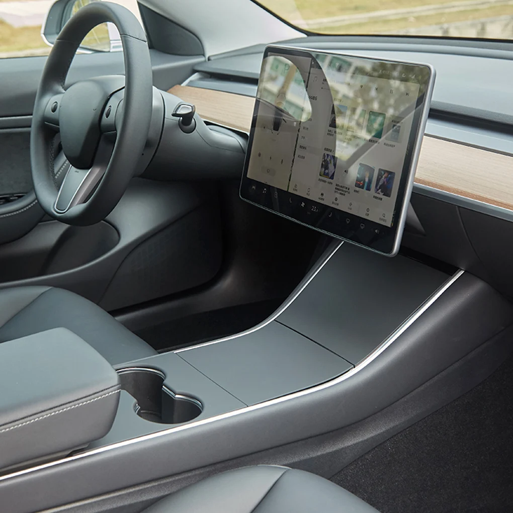 Bil central kontrolpanel beskyttende plaster for Tesla Model 3 2017-2019 Central kontrol tre patch føles for Tesla Model Y