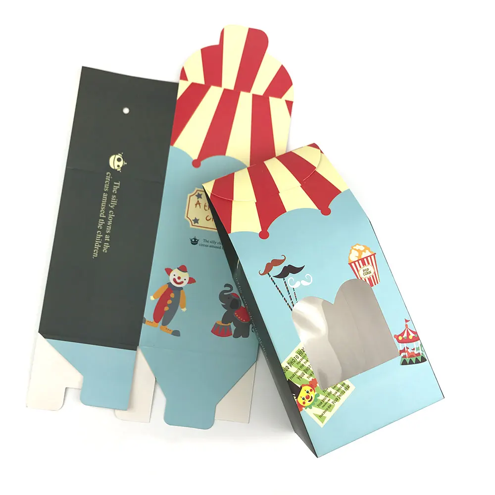20pcs cirkus tema candy boks med vindue kids fødselsdag part forsyninger håndlavet kiks pakke taske kids gave pakke kasser