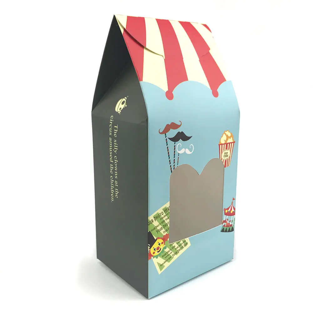 20pcs cirkus tema candy boks med vindue kids fødselsdag part forsyninger håndlavet kiks pakke taske kids gave pakke kasser