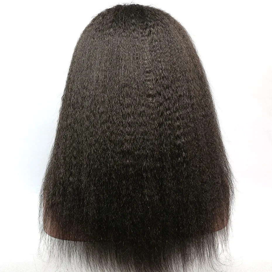 Liweike Kinky Lige 13*4 Blonder Foran Remy Human Hair Wig Glueless Brasilianske Pre Plukkede 150% Tæthed Naturlig 1B Sort Farve