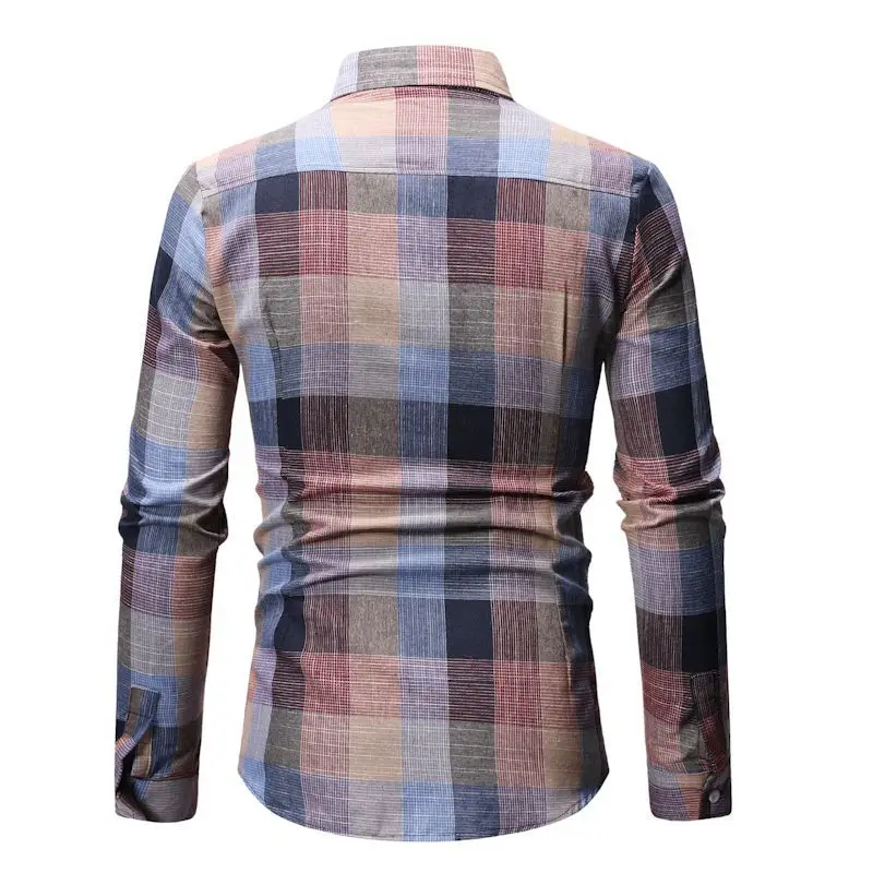 Nye Udenlandske Handel Mænds Casual Plaid Revers Mænd langærmet Shirt til Mænd Slanke Britisk Stil Plus Størrelsen Shirt