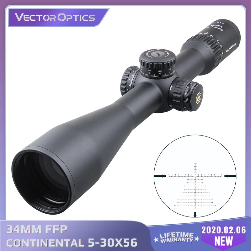 Vektor Optik 34mm Kontinental 5-30x56 HD FFF Jagt Riflescopes 1/10 MIL Tårn Lås Nul Stoppe Lang Række Skydning Nøjagtig