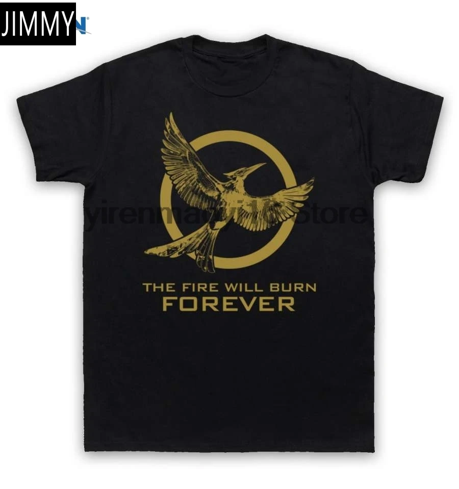 Bomuld o-hals Trykt t-shirt Hunger Games 2 T-Shirt, Vil Ilden Brænde for Evigt