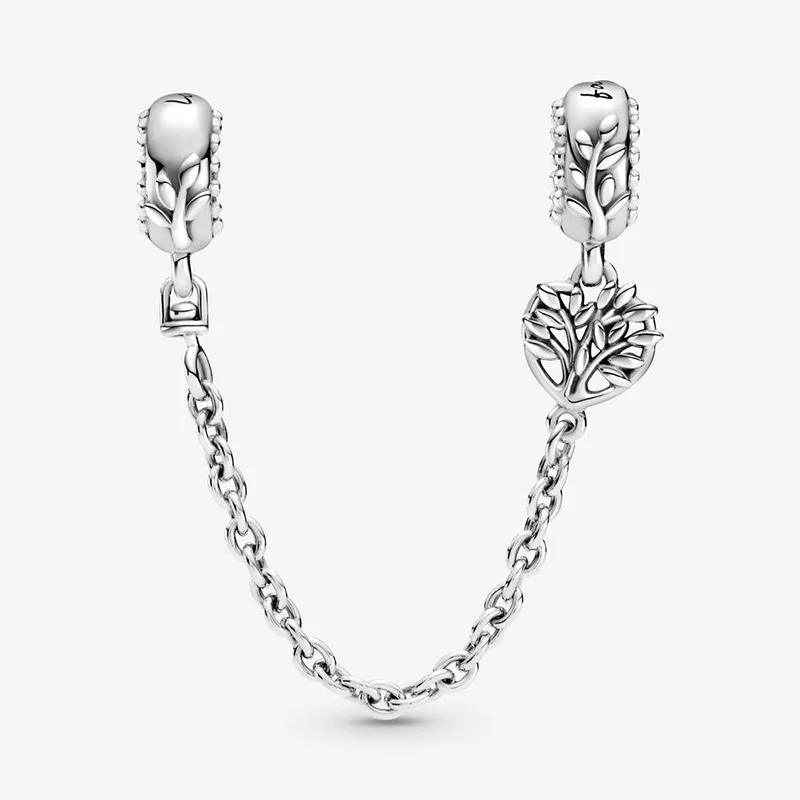 Klassisk 2021 Nye 925 Sterling Sølv Perler Hjertet stamtræ Kæde Charms Passer Oprindelige Pandora Armbånd Kvinder DIY Smykker
