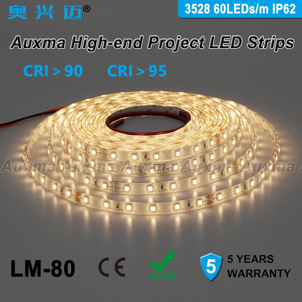 3528 60LEDs/m LED Strip, IP62 Dropper silikone lim vandtæt,CRI95 CRI90,4.8 W/m 300LEDs/Hjul,DC12V/24V,til indendørs kabinetter