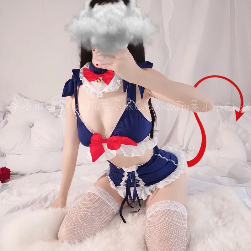 Japanske Kvinder Stuepige Cosplay Forklæde Tjener Kostume Lolita Babydoll Kjole Uniform Erotisk Rolle At Spille Sød Live Show Sexet Undertøj