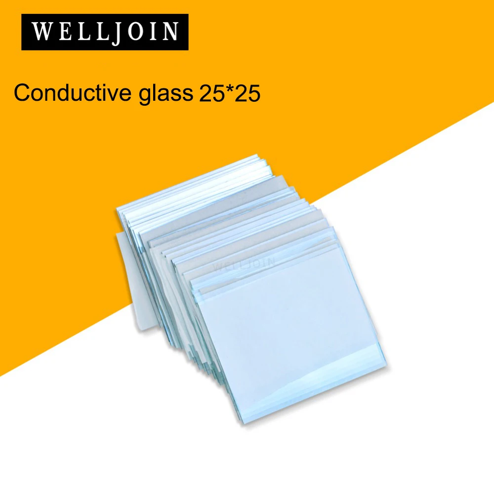 25x25x1.1mm 10-15 ohm/sq 100pcs Lab Transparent, Ledende Glas Fluor Dopede Tin-Oxid (FTO) Belagt Glas