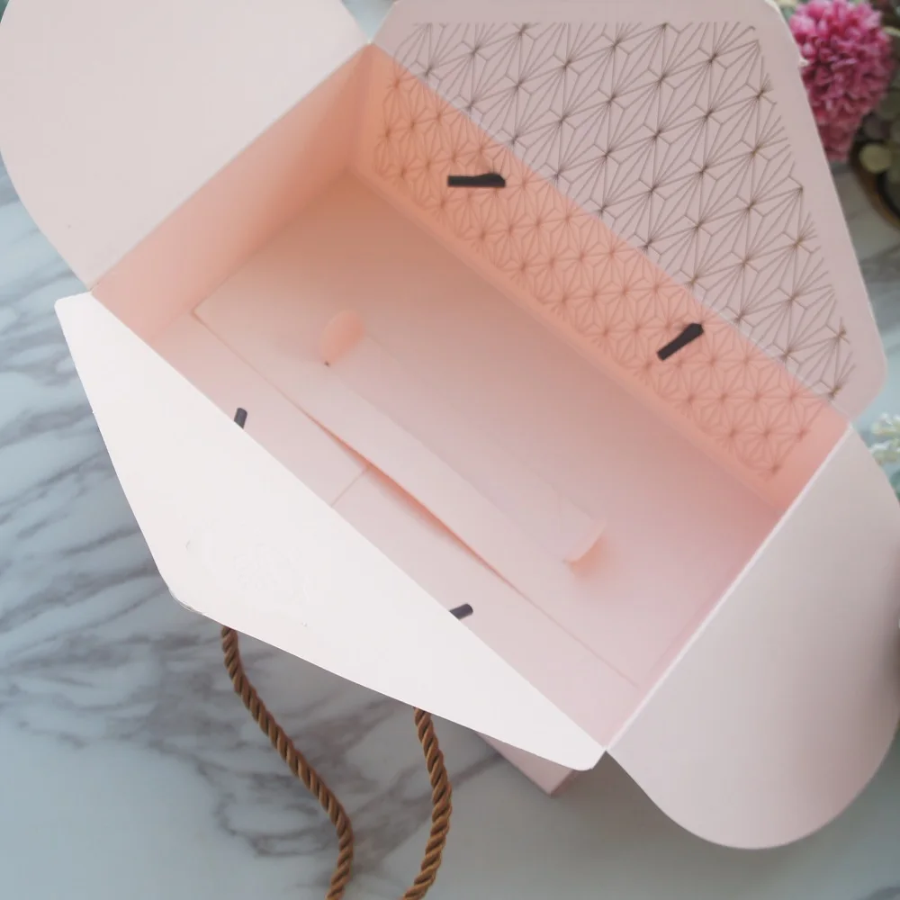 10stk Indhylle Rose Guld Pink Bedste Ønsker med Reb Håndtag Papir Box Cookie Macaron Slik Bryllup Fødselsdag Gaver Emballage