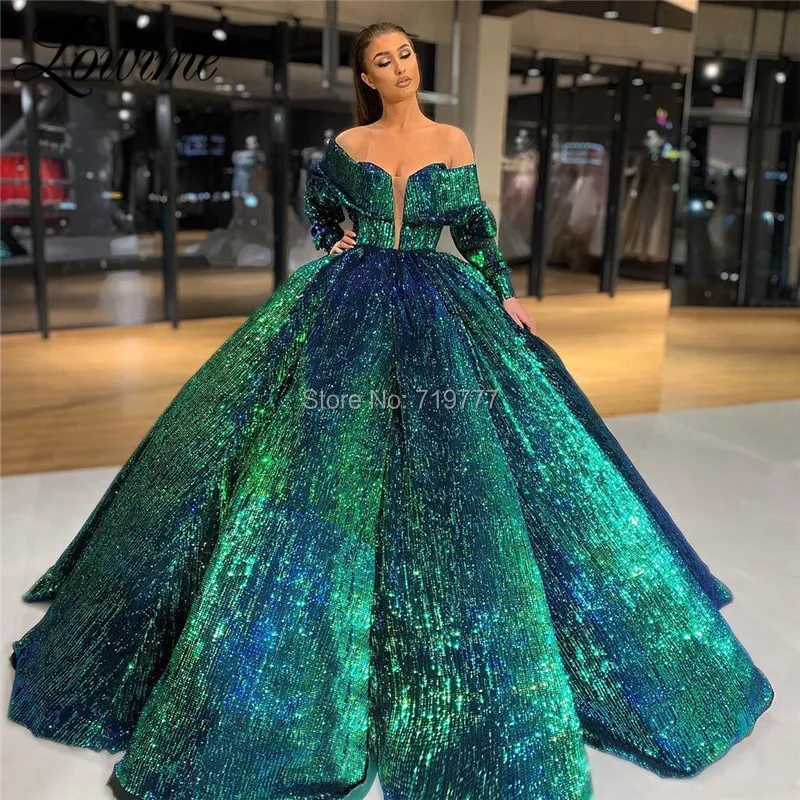 Luksus Arabisk Kjole Til Aften I 2019 Grønne Paillet Bolden Kjole Prom Kjoler Tyrkisk Robe De Soiree Kendte Party Dress Abendkleider