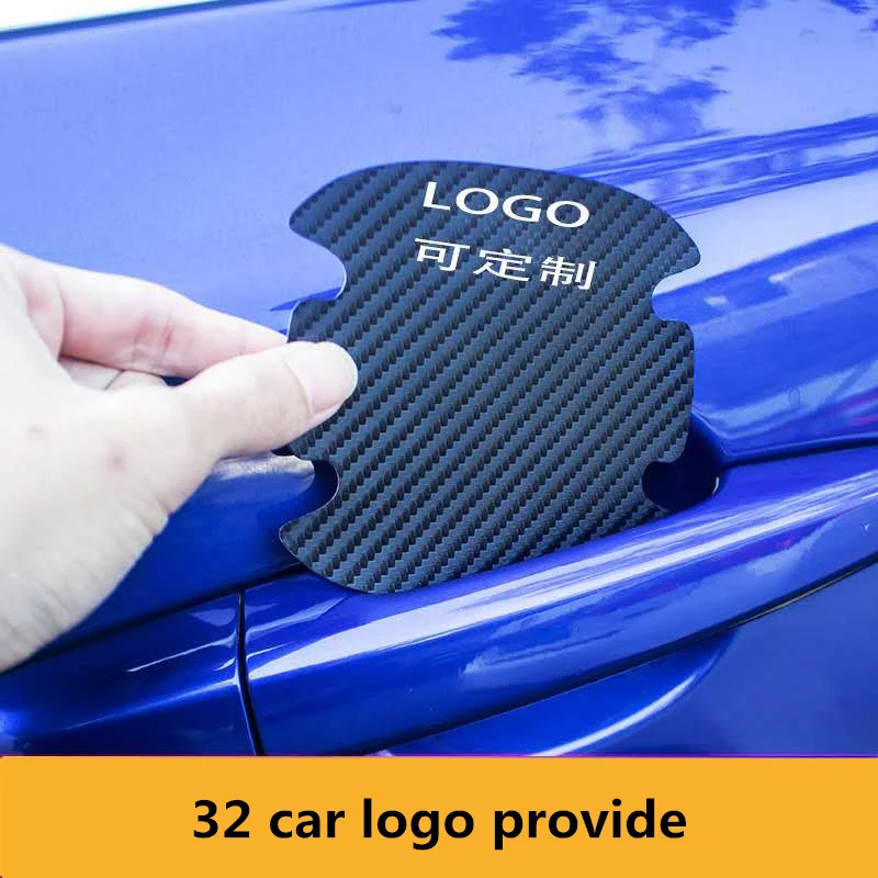 Carbon fiber Håndleddet Af Døren Beskyttende Film Klistermærke med logo for Geely Haval Kia mini og andre former 32 bil logo klistermærker