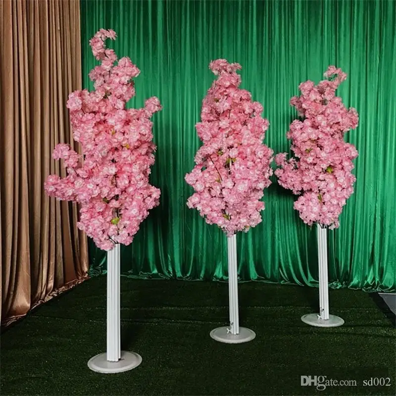 Farverige Kunstige Cherry Blossom Træ Romerske Kolonne Vej Fører Bryllup Mall Åbnet Rekvisitter Strygejern Art Blomst Døre 36yl gg