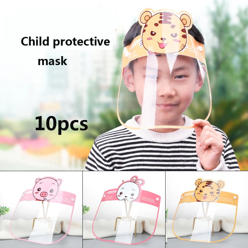 10PC Barn Beskyttende ansigtsmaske Anti-dug Anti-splash Anti Dråbe Fuld ansigtsmaske, som skal Dække Maske Kid Justerbar Søde Sikkert Klar Ansigt Shiel