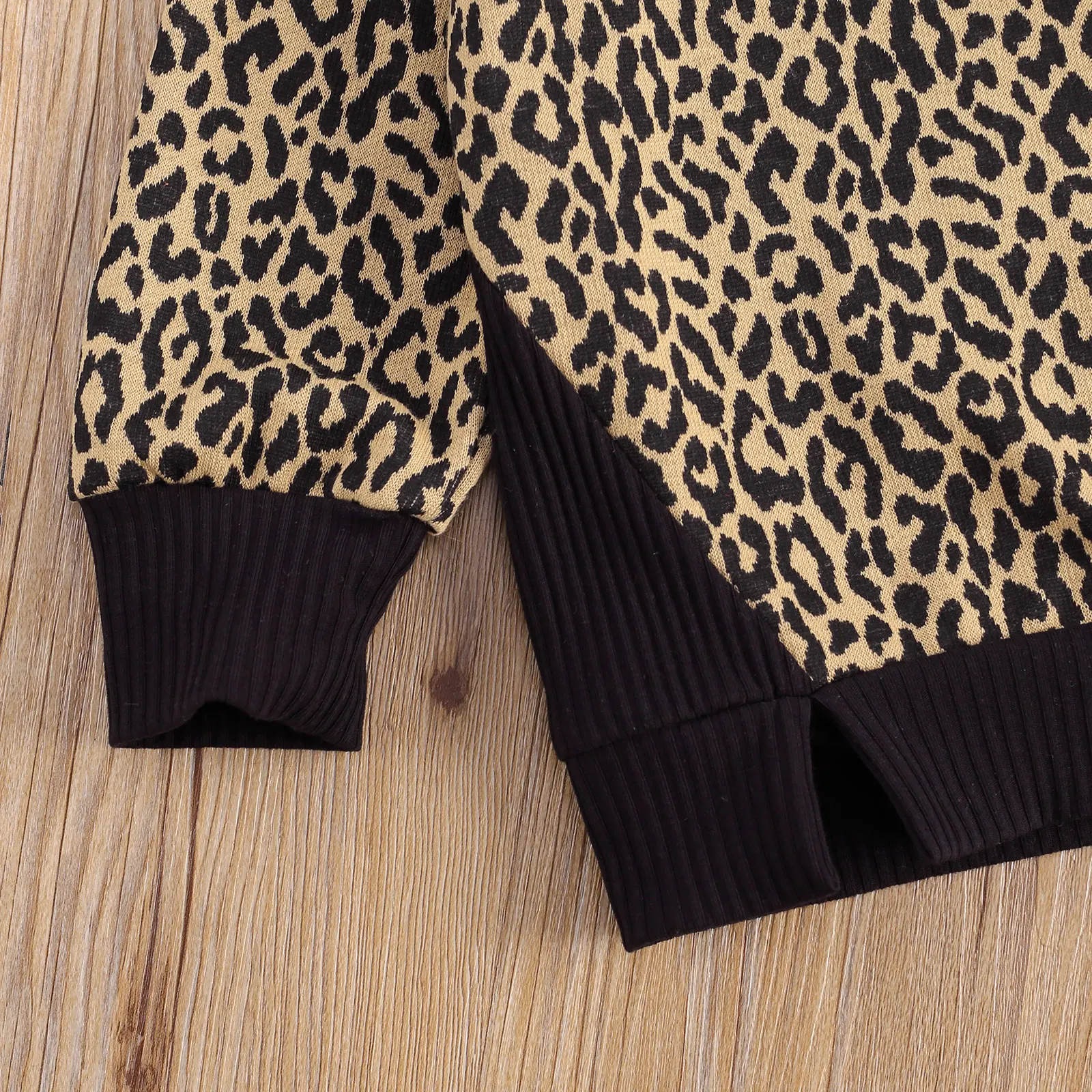 1-6Y Spædbarn Børn Piger Leopard Sweatshirt Toppe Afslappet Stil langærmet Pullover Patchwork Efteråret Toppe