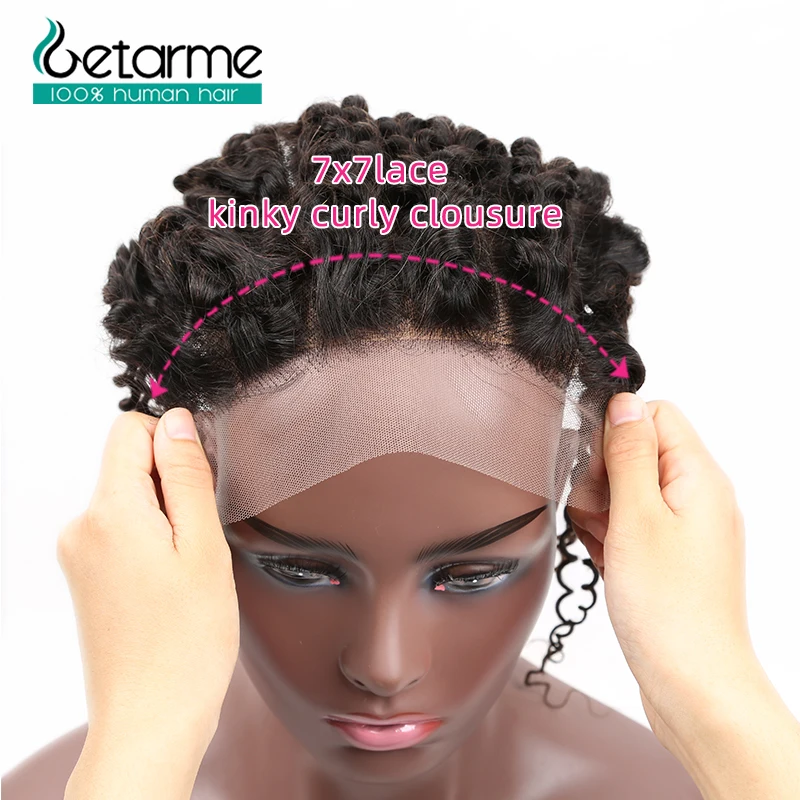 Getarme Hår 7x7 Lace Lukning Brasilianske Kinky Curly Lace Lukning 8-20 menneskehår Lukning Gratis Del Remy Hair Gratis Fragt