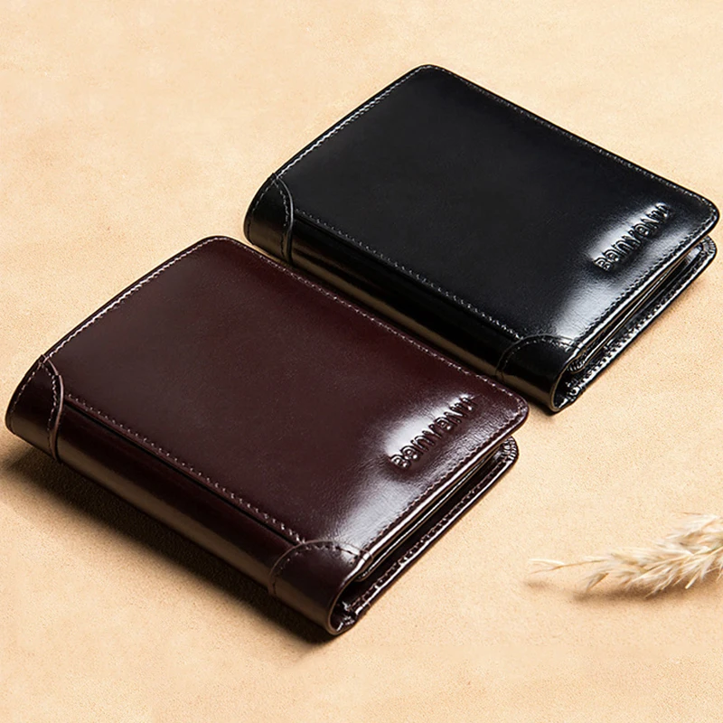 Luufan RFID Mænds Pung i Ægte Læder Vintage Sort Pung For Mænd Mini-Card Indehaver Mandlige Kort Tegnebog af Høj Kvalitet Tegnebog 2020
