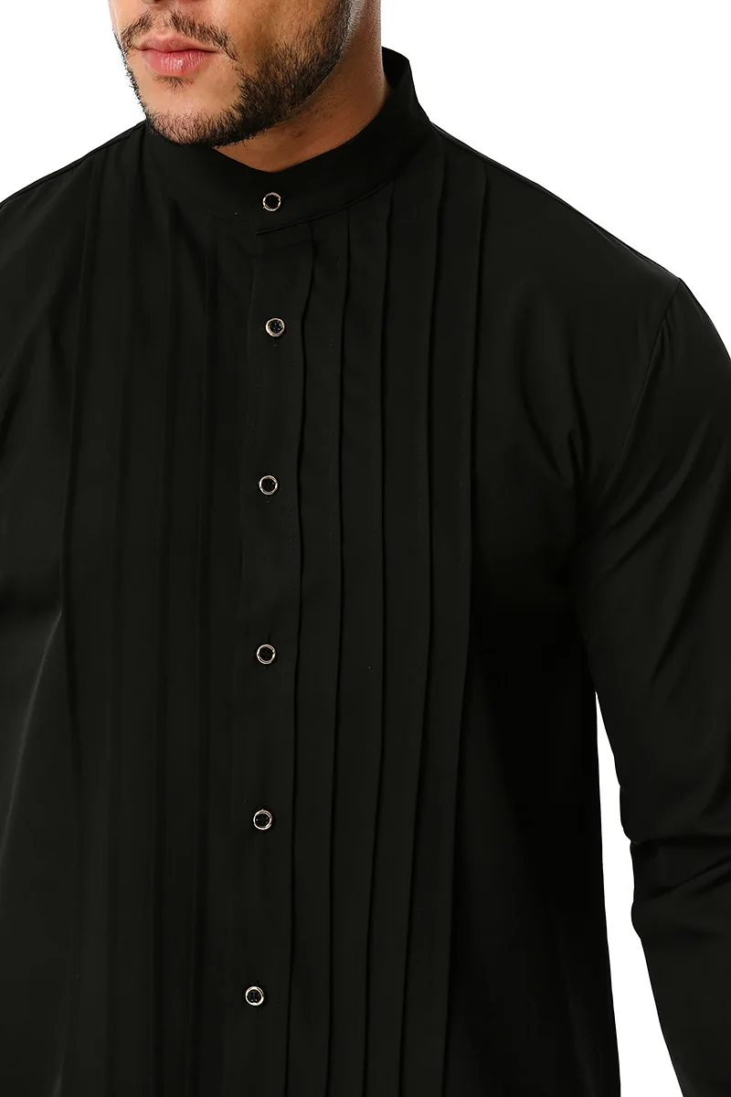 Mørk Grøn Herre Stribede Krave Tuxedo Skjorte 2020 Mode Nye langærmet Skjorter Mænd Formel Bryllup Fest Middag Chemise 2XL