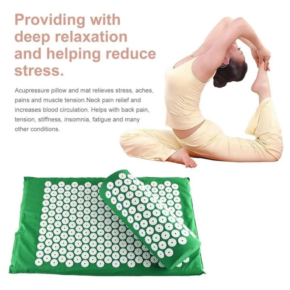 3pcs / set Yoga Lotus Massage Mat Akupunktur Pude Pad Yoga Pude Aflaste Kroppen, Stress, Smerter, Stress Relief med Pude Taske Bl