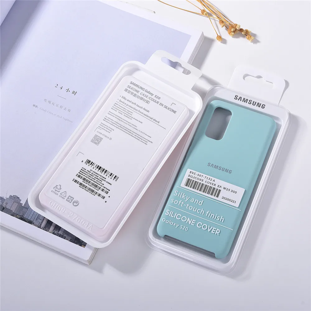 Original Samsung Galaxy S20/S20+/S20 Ultra Flydende Silikone Case Blødt TPU Tilbage Beskyttende Mobiltelefon Tilfælde Dække For S20 Plus