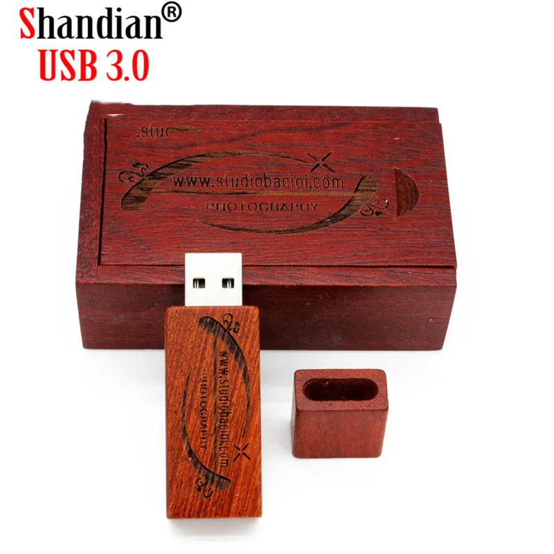 SHANDIAN gratis Customized LOGO USB 3.0 Træ-bamboo usb med box usb-flashdrev Memory stick pen-drev pendrive 16GB 4GB 32GB64