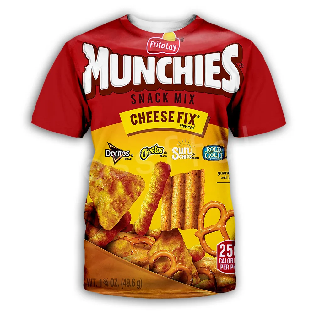 Tessffel Kartoffel chips, Snacks taske Funny Fødevarer Casual 3DPrint Herre/Dame NewFashion Sommeren Streetwear Tee T-shirt Kort ærme D-1
