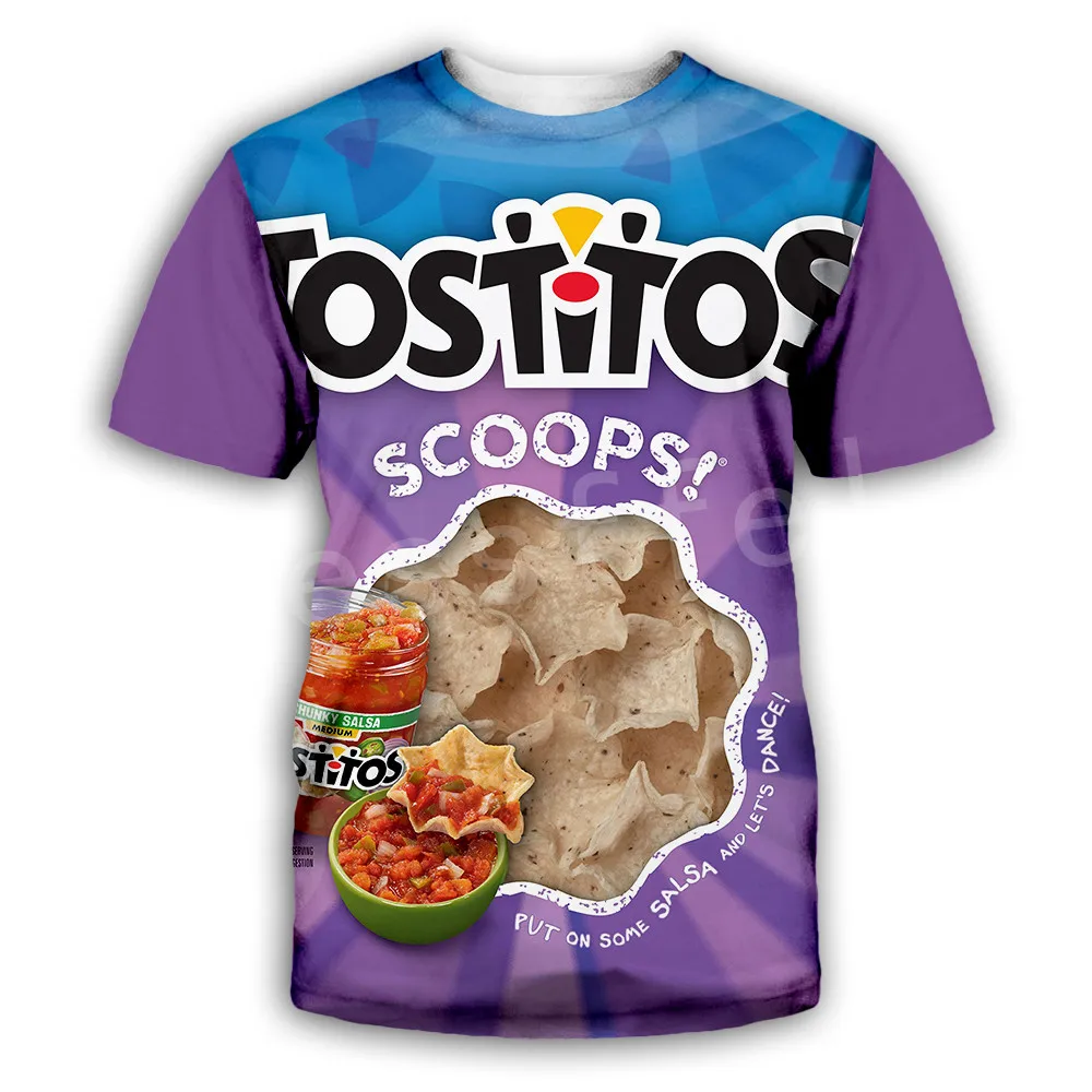 Tessffel Kartoffel chips, Snacks taske Funny Fødevarer Casual 3DPrint Herre/Dame NewFashion Sommeren Streetwear Tee T-shirt Kort ærme D-1