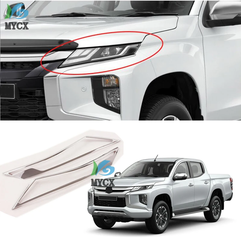 For Mitsubishi L200 Triton 2019 2020 Ram 1200 ABS chrome/carbon fiber Tilbehør til Bilen Forlygter Dække