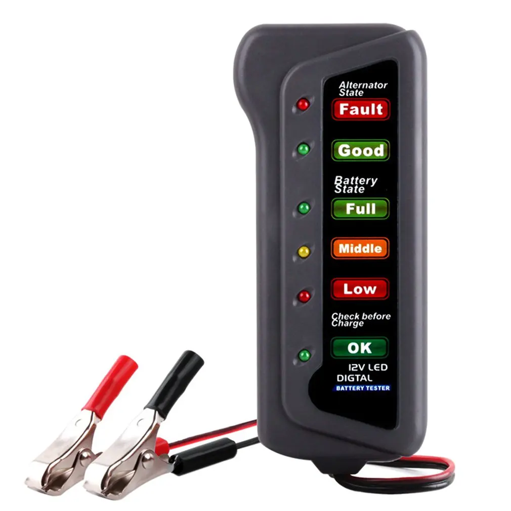 Bilens Batteri Tester 12V 6 LED-Lys Auto Digital Generator Opladning Tester for Bil-Motorcykel-Auto Diagnostisk Værktøj