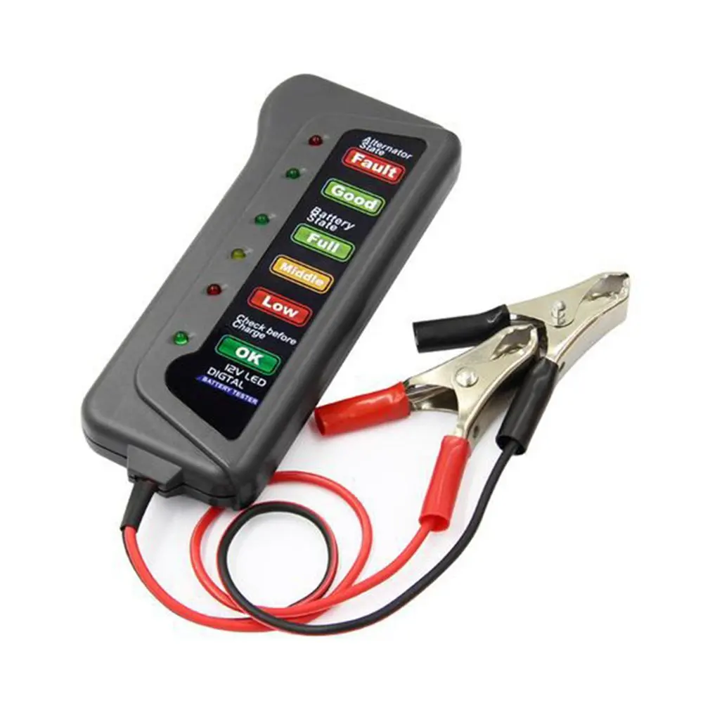 Bilens Batteri Tester 12V 6 LED-Lys Auto Digital Generator Opladning Tester for Bil-Motorcykel-Auto Diagnostisk Værktøj