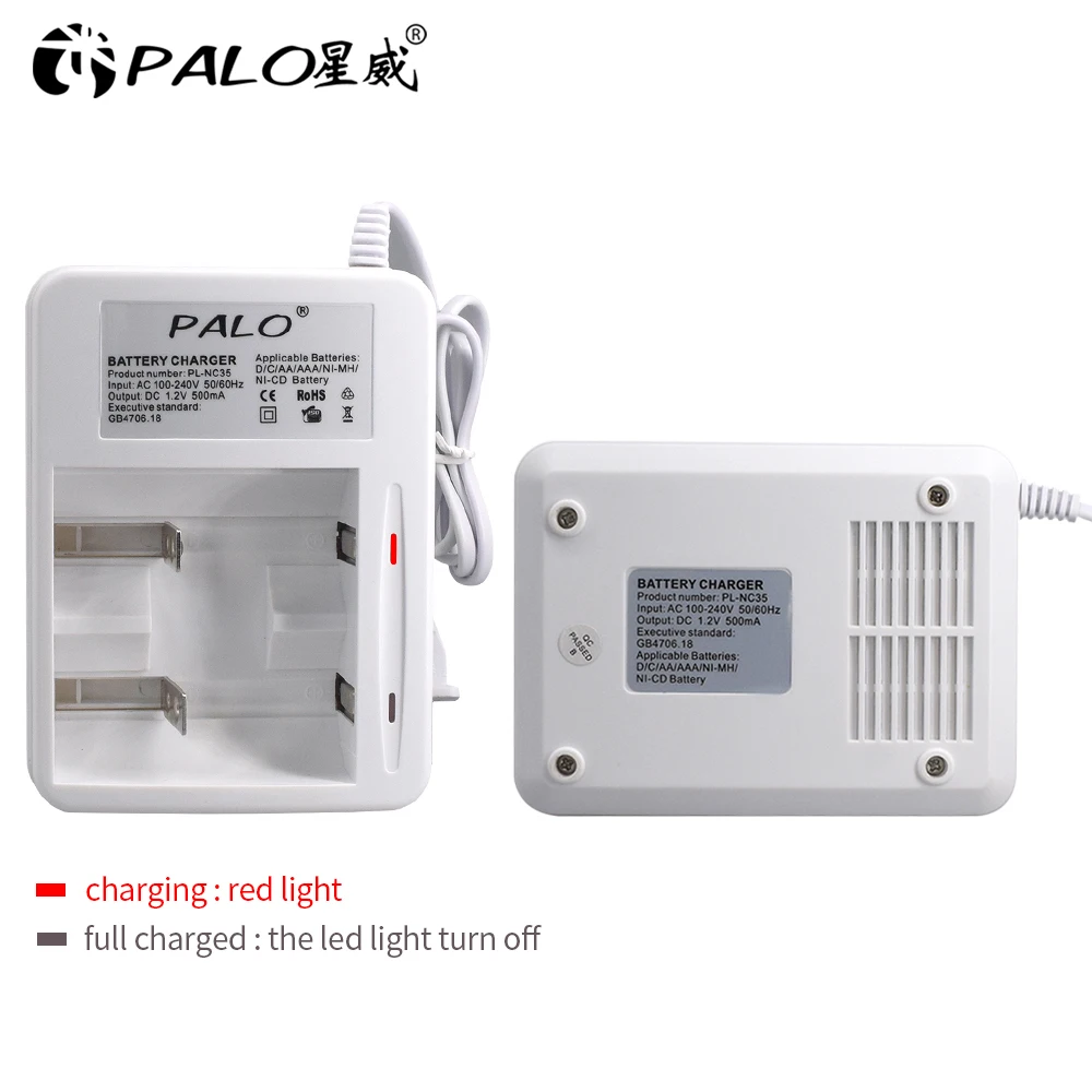 Palo Smart Indikator LED-Display C D AA AAA Batteri Oplader Til 1,2 V NiCd NiMh AA, AAA, C, D Genopladeligt Batteri, hurtiglader
