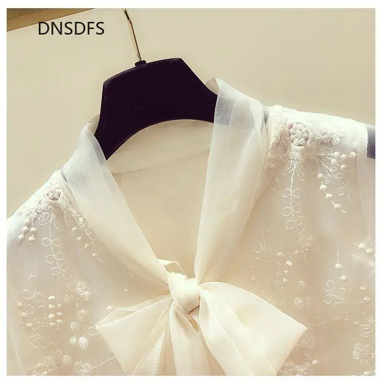 Falder Shirt Kvinder Koreanske Mode Toppe Hvid Butterfly Krave Lange Ærmer Lace Shirts Kontor Søde Eventyr Bluse Kvinders Tøj Blusa