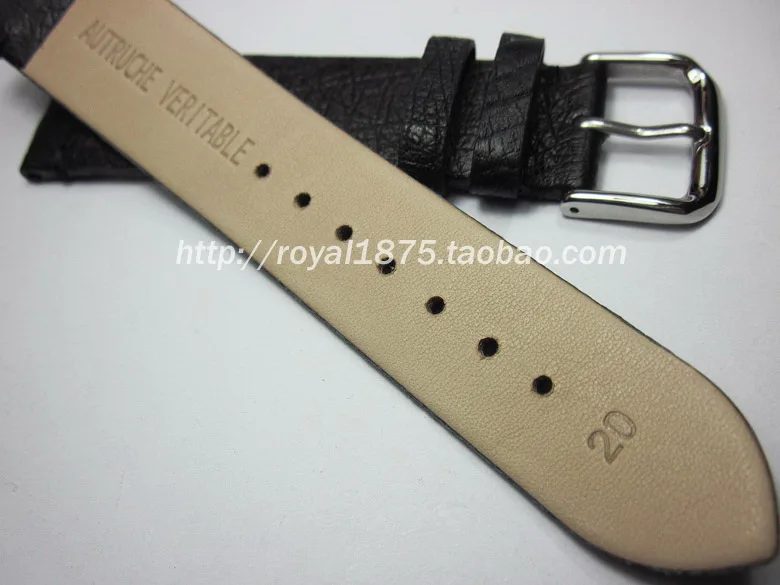 Høj kvalitet, luksus tynd 18mm 20mm Sort farve Struds Læder Watchbands soft Strap watch-stropper tilbehør Til mærke ure