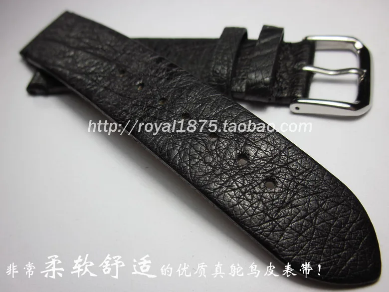 Høj kvalitet, luksus tynd 18mm 20mm Sort farve Struds Læder Watchbands soft Strap watch-stropper tilbehør Til mærke ure