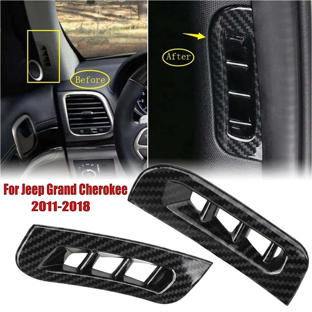 For Jeep Grand Cherokee 2011-18 Kulfiber En Søjle Luftskrue Outlet Dække Trim
