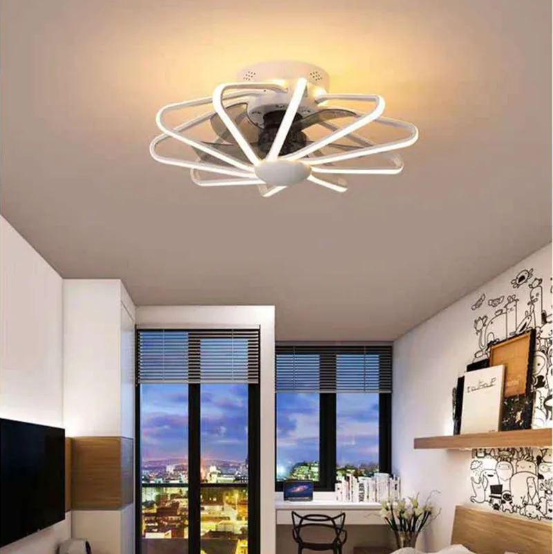 Loft ventilator-lampe Ventilator Lys Soveværelse Stue Lamper Integreret LED-Fans AC220V Ren Kobber Motor med fjernbetjening contorl