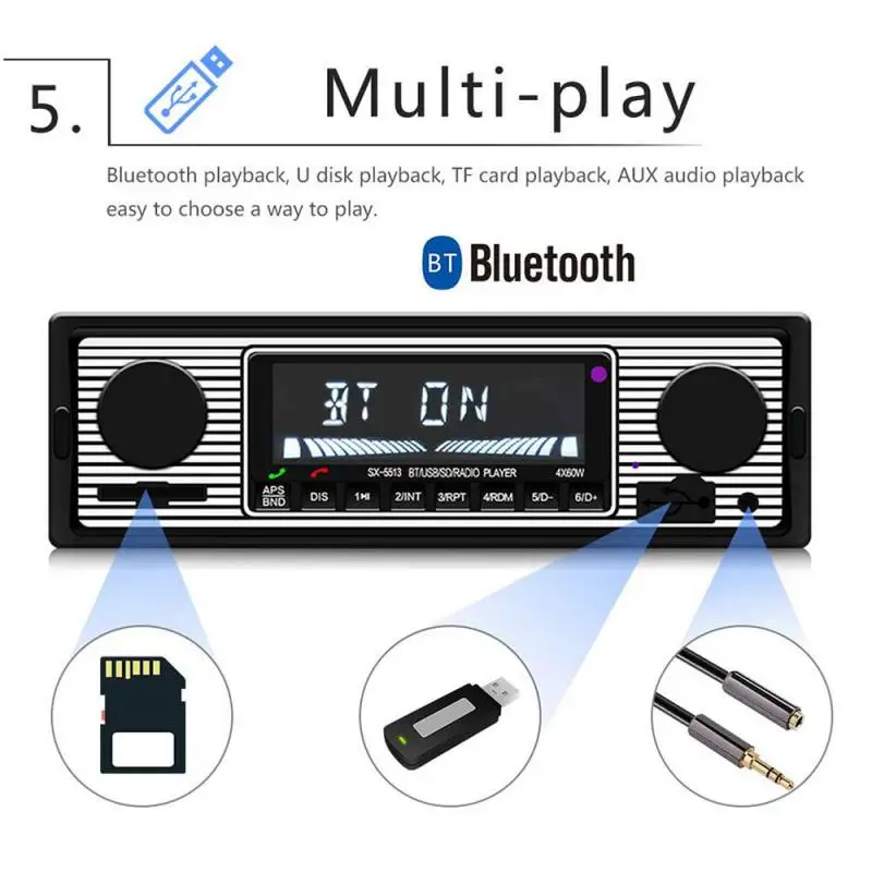 Bil-Radio, Bluetooth Vintage Trådløs MP3-Afspiller Stereo Støtte FM-SD-AUX-Indgangen Modtager Classic Audio Afspiller 12V Bil-MP3-Afspiller