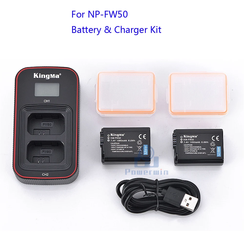 Kingma 3pc NP-FW50 FW50 Kamera Batteri LCD-Dobbelt Oplader sæt til Sony NEX-7 NEX-5N NEX-F3 SLT-A37 A7 NEX-5R NEX-6 NEX-3 OG NEX-3A