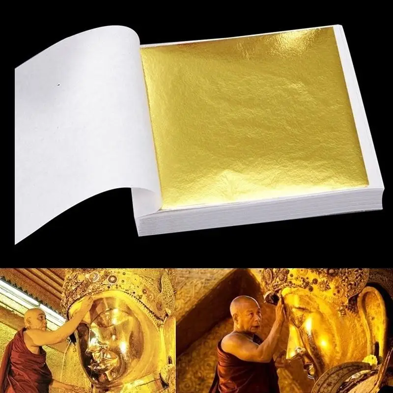 Carrywon Hjem Sæt af Guld Folie 100pcs/set 24k Gold Leaf Ark Kunst, Håndværk, Design Forgyldning Indramning Skrot Dekorative Væg Film
