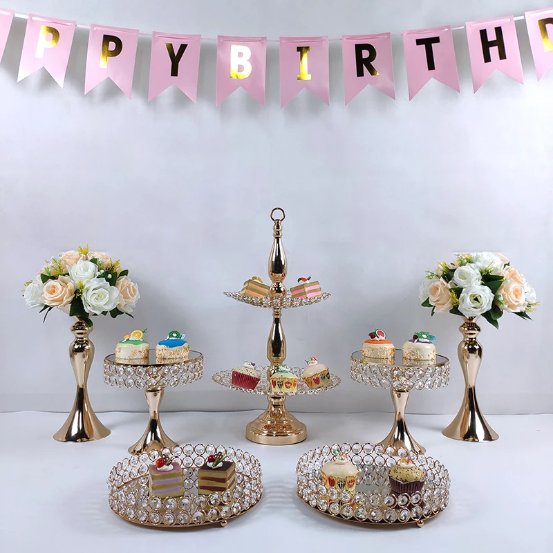 4-9pcs Spejl Guld Krystal Kage Stå Morgenfriske Dessert Bakken ligger cupcake stå Display Værktøjer Dekoration Wedding Party fødselsdag